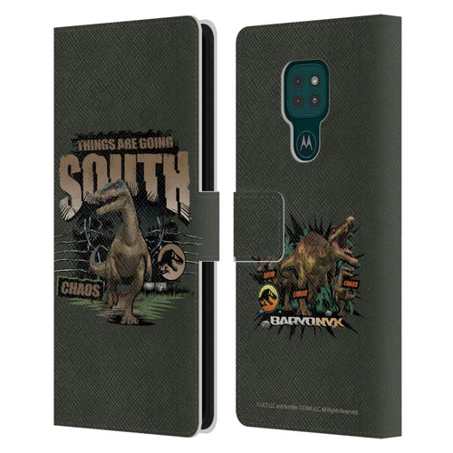 Jurassic World: Camp Cretaceous Dinosaur Graphics Things Are Going South Leather Book Wallet Case Cover For Motorola Moto G9 Play