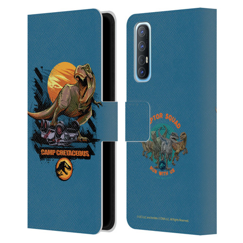 Jurassic World: Camp Cretaceous Dinosaur Graphics Blue Leather Book Wallet Case Cover For OPPO Find X2 Neo 5G