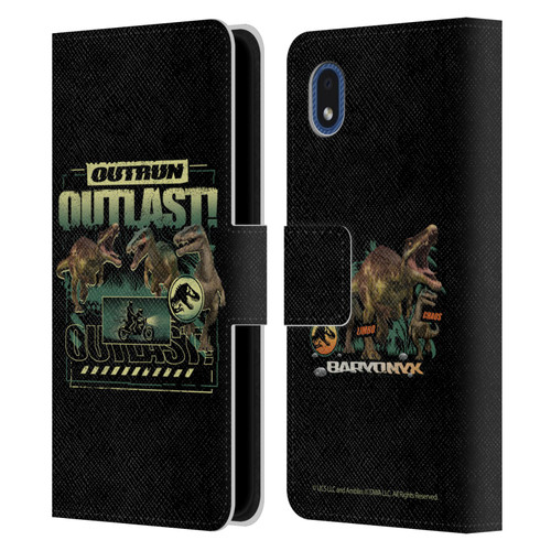 Jurassic World: Camp Cretaceous Dinosaur Graphics Outlast Leather Book Wallet Case Cover For Samsung Galaxy A01 Core (2020)
