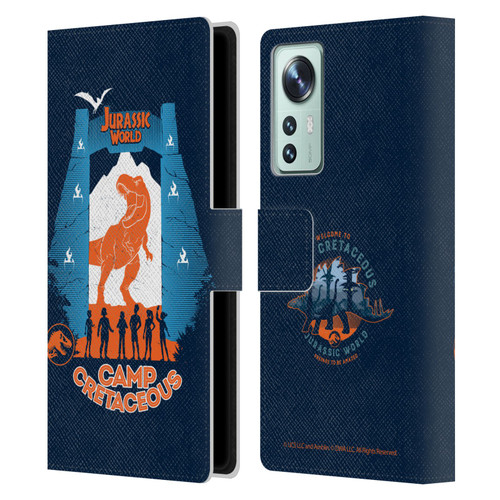 Jurassic World: Camp Cretaceous Dinosaur Graphics Silhouette Leather Book Wallet Case Cover For Xiaomi 12