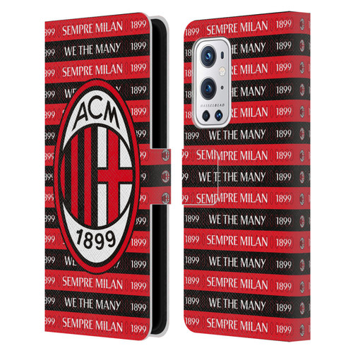 AC Milan Art Sempre Milan 1899 Leather Book Wallet Case Cover For OnePlus 9 Pro