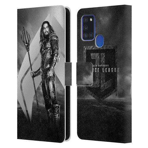 Zack Snyder's Justice League Snyder Cut Character Art Aquaman Leather Book Wallet Case Cover For Samsung Galaxy A21s (2020)