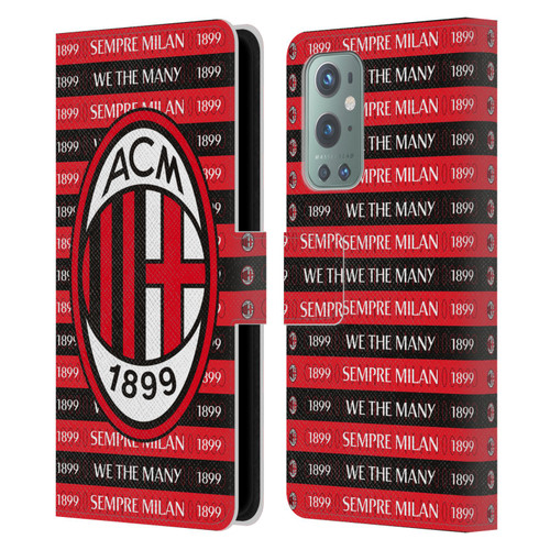 AC Milan Art Sempre Milan 1899 Leather Book Wallet Case Cover For OnePlus 9