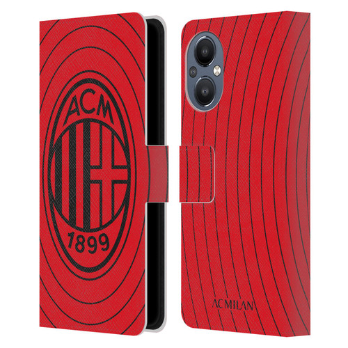 AC Milan Art Red And Black Leather Book Wallet Case Cover For OnePlus Nord N20 5G