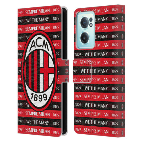 AC Milan Art Sempre Milan 1899 Leather Book Wallet Case Cover For OnePlus Nord CE 2 5G