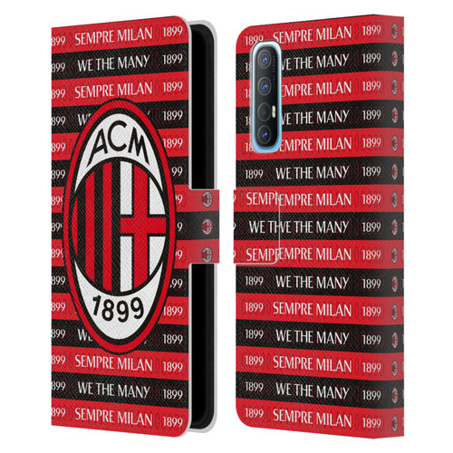 AC Milan Art Sempre Milan 1899 Leather Book Wallet Case Cover For OPPO Find X2 Neo 5G