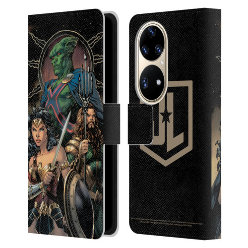 Zack Snyder's Justice League Snyder Cut Graphics Martian Manhunter Wonder Woman Leather Book Wallet Case Cover For Huawei P50 Pro