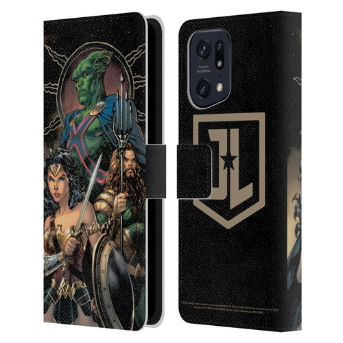 Zack Snyder's Justice League Snyder Cut Graphics Martian Manhunter Wonder Woman Leather Book Wallet Case Cover For OPPO Find X5