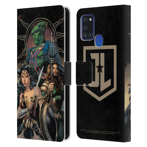 Zack Snyder's Justice League Snyder Cut Graphics Martian Manhunter Wonder Woman Leather Book Wallet Case Cover For Samsung Galaxy A21s (2020)