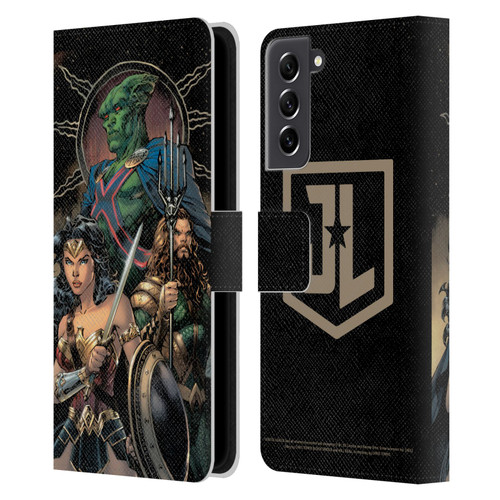 Zack Snyder's Justice League Snyder Cut Graphics Martian Manhunter Wonder Woman Leather Book Wallet Case Cover For Samsung Galaxy S21 FE 5G