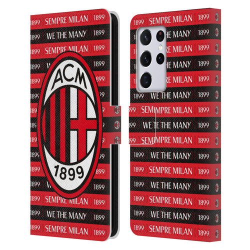 AC Milan Art Sempre Milan 1899 Leather Book Wallet Case Cover For Samsung Galaxy S21 Ultra 5G