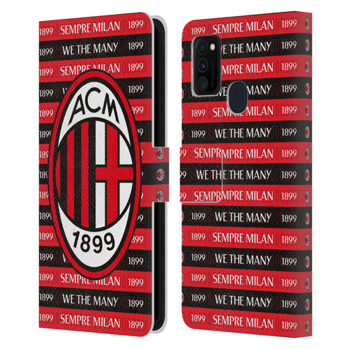 AC Milan Art Sempre Milan 1899 Leather Book Wallet Case Cover For Samsung Galaxy M30s (2019)/M21 (2020)