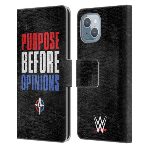 WWE Austin Theory Purpose Before Opinions Leather Book Wallet Case Cover For Apple iPhone 14