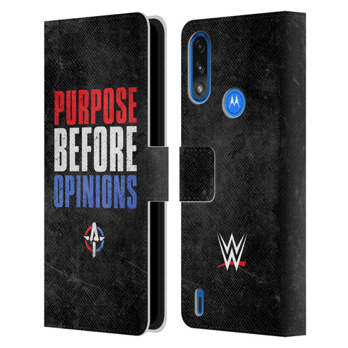 WWE Austin Theory Purpose Before Opinions Leather Book Wallet Case Cover For Motorola Moto E7 Power / Moto E7i Power