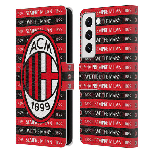 AC Milan Art Sempre Milan 1899 Leather Book Wallet Case Cover For Samsung Galaxy S22 5G