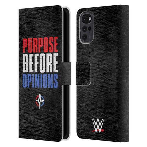 WWE Austin Theory Purpose Before Opinions Leather Book Wallet Case Cover For Motorola Moto G22