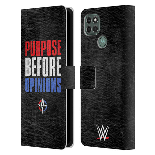 WWE Austin Theory Purpose Before Opinions Leather Book Wallet Case Cover For Motorola Moto G9 Power