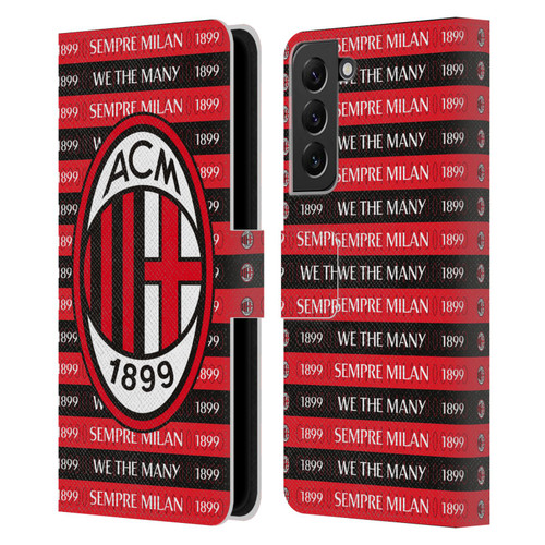 AC Milan Art Sempre Milan 1899 Leather Book Wallet Case Cover For Samsung Galaxy S22+ 5G