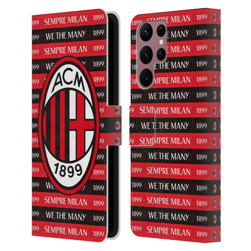 AC Milan Art Sempre Milan 1899 Leather Book Wallet Case Cover For Samsung Galaxy S22 Ultra 5G
