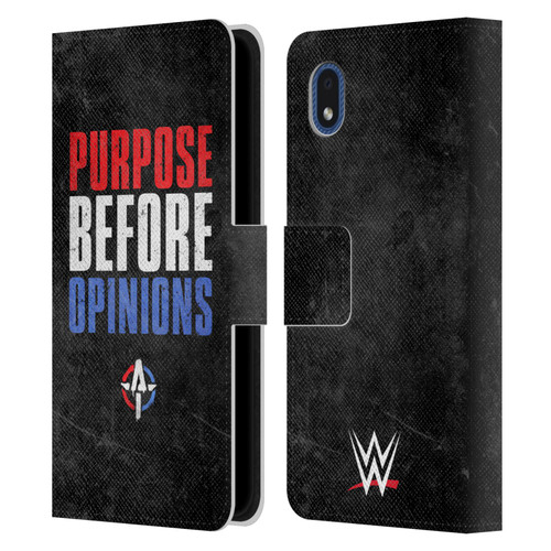 WWE Austin Theory Purpose Before Opinions Leather Book Wallet Case Cover For Samsung Galaxy A01 Core (2020)