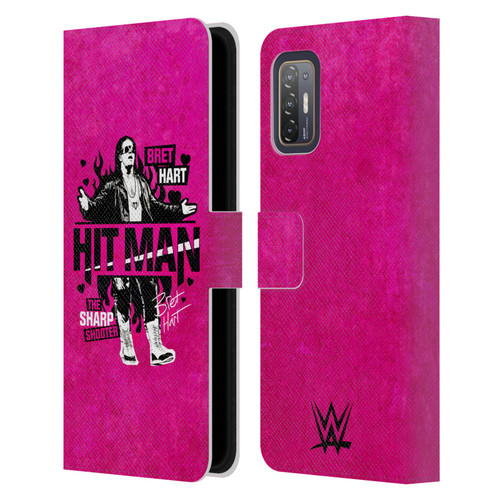 WWE Bret Hart Hitman Leather Book Wallet Case Cover For HTC Desire 21 Pro 5G