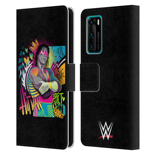 WWE Bret Hart Neon Art Leather Book Wallet Case Cover For Huawei P40 5G