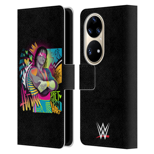 WWE Bret Hart Neon Art Leather Book Wallet Case Cover For Huawei P50 Pro
