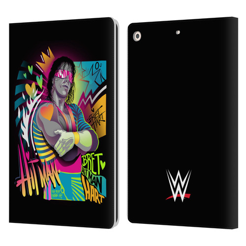 WWE Bret Hart Neon Art Leather Book Wallet Case Cover For Apple iPad 10.2 2019/2020/2021