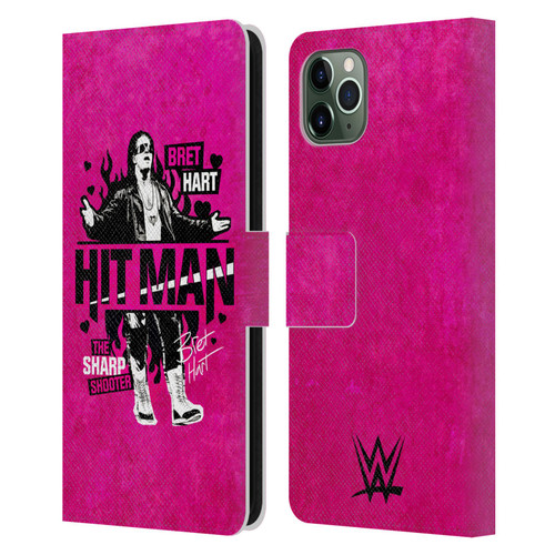 WWE Bret Hart Hitman Leather Book Wallet Case Cover For Apple iPhone 11 Pro Max