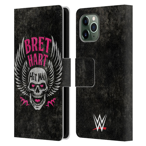 WWE Bret Hart Hitman Skull Leather Book Wallet Case Cover For Apple iPhone 11 Pro