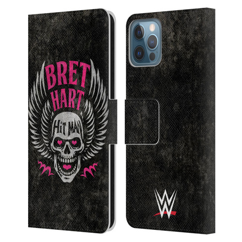 WWE Bret Hart Hitman Skull Leather Book Wallet Case Cover For Apple iPhone 12 / iPhone 12 Pro