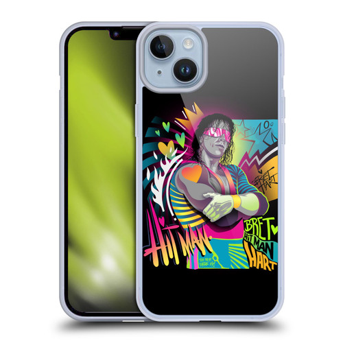 WWE Bret Hart Neon Art Soft Gel Case for Apple iPhone 14 Plus