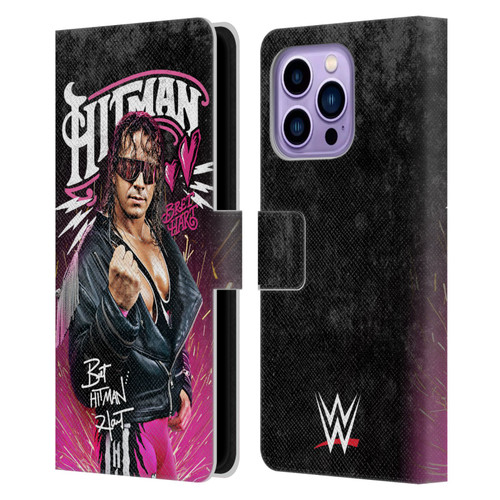 WWE Bret Hart Hitman Graphics Leather Book Wallet Case Cover For Apple iPhone 14 Pro Max
