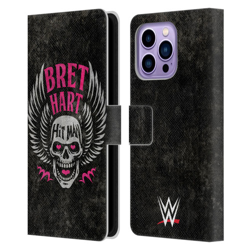 WWE Bret Hart Hitman Skull Leather Book Wallet Case Cover For Apple iPhone 14 Pro Max