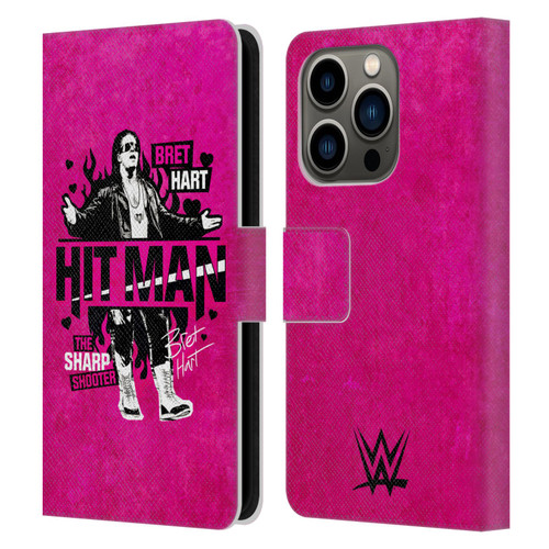 WWE Bret Hart Hitman Leather Book Wallet Case Cover For Apple iPhone 14 Pro