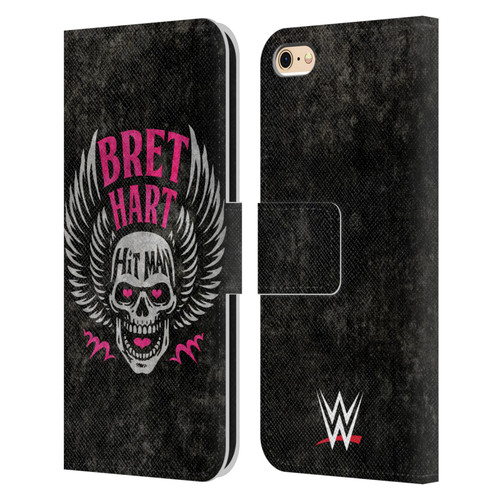 WWE Bret Hart Hitman Skull Leather Book Wallet Case Cover For Apple iPhone 6 / iPhone 6s