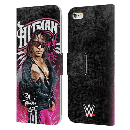 WWE Bret Hart Hitman Graphics Leather Book Wallet Case Cover For Apple iPhone 6 Plus / iPhone 6s Plus