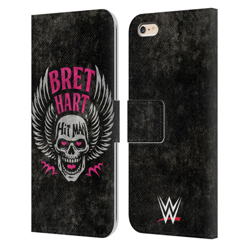 WWE Bret Hart Hitman Skull Leather Book Wallet Case Cover For Apple iPhone 6 Plus / iPhone 6s Plus