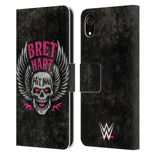 WWE Bret Hart Hitman Skull Leather Book Wallet Case Cover For Apple iPhone XR