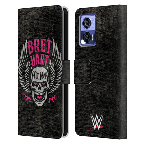 WWE Bret Hart Hitman Skull Leather Book Wallet Case Cover For Motorola Edge 30 Neo 5G
