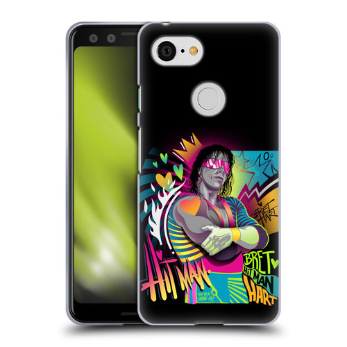 WWE Bret Hart Neon Art Soft Gel Case for Google Pixel 3