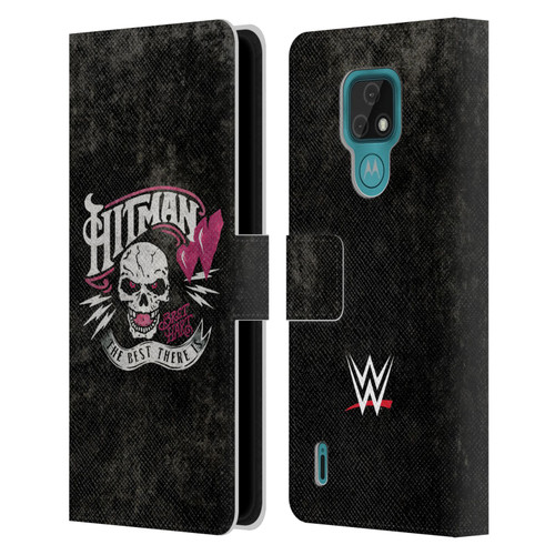 WWE Bret Hart Hitman Logo Leather Book Wallet Case Cover For Motorola Moto E7