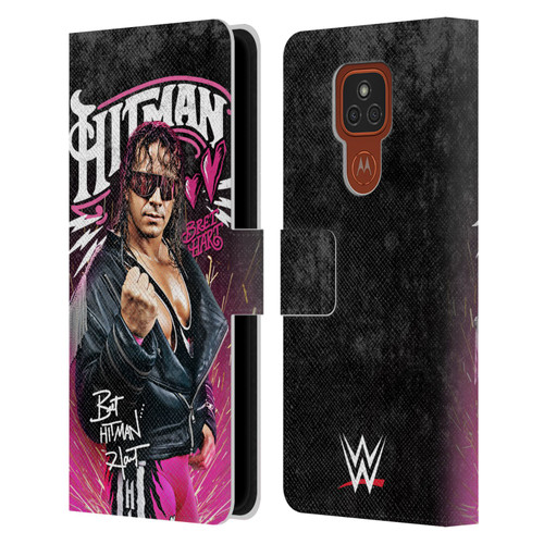 WWE Bret Hart Hitman Graphics Leather Book Wallet Case Cover For Motorola Moto E7 Plus