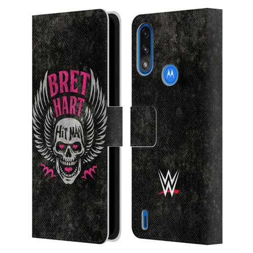 WWE Bret Hart Hitman Skull Leather Book Wallet Case Cover For Motorola Moto E7 Power / Moto E7i Power
