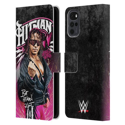 WWE Bret Hart Hitman Graphics Leather Book Wallet Case Cover For Motorola Moto G22