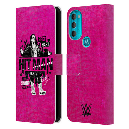WWE Bret Hart Hitman Leather Book Wallet Case Cover For Motorola Moto G71 5G