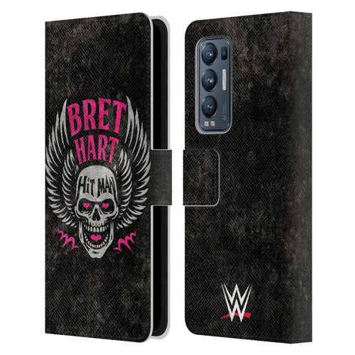 WWE Bret Hart Hitman Skull Leather Book Wallet Case Cover For OPPO Find X3 Neo / Reno5 Pro+ 5G