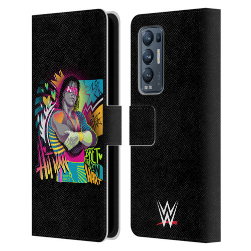 WWE Bret Hart Neon Art Leather Book Wallet Case Cover For OPPO Find X3 Neo / Reno5 Pro+ 5G