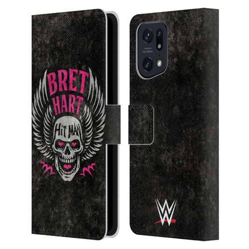 WWE Bret Hart Hitman Skull Leather Book Wallet Case Cover For OPPO Find X5