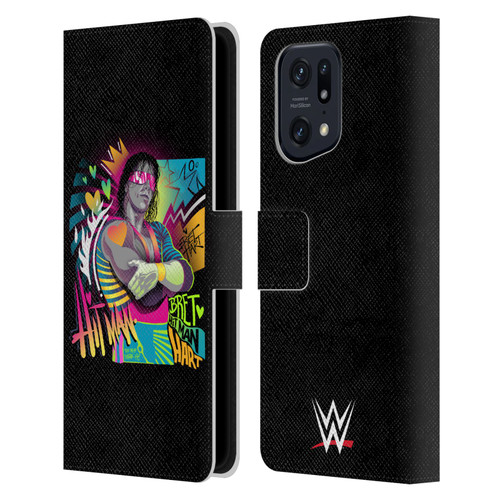 WWE Bret Hart Neon Art Leather Book Wallet Case Cover For OPPO Find X5 Pro